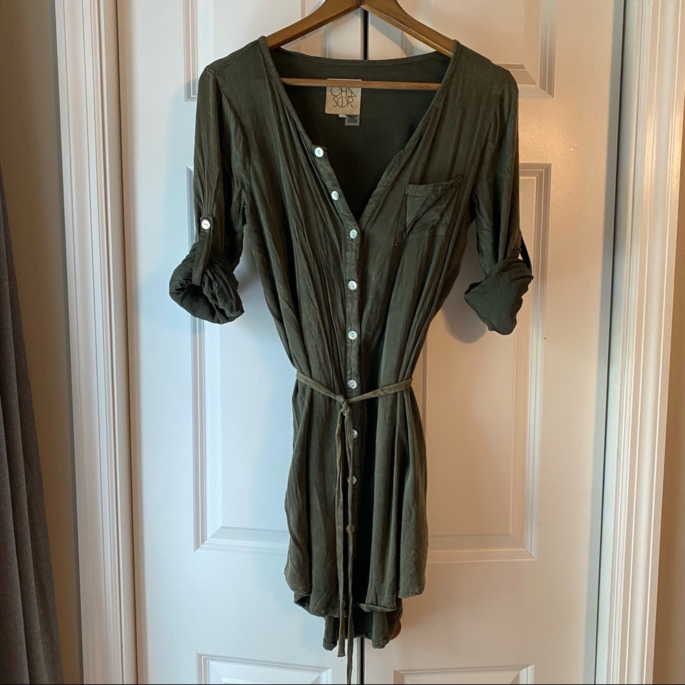 Chaser Heirloom Woven Surplus Mini Shirt Dress